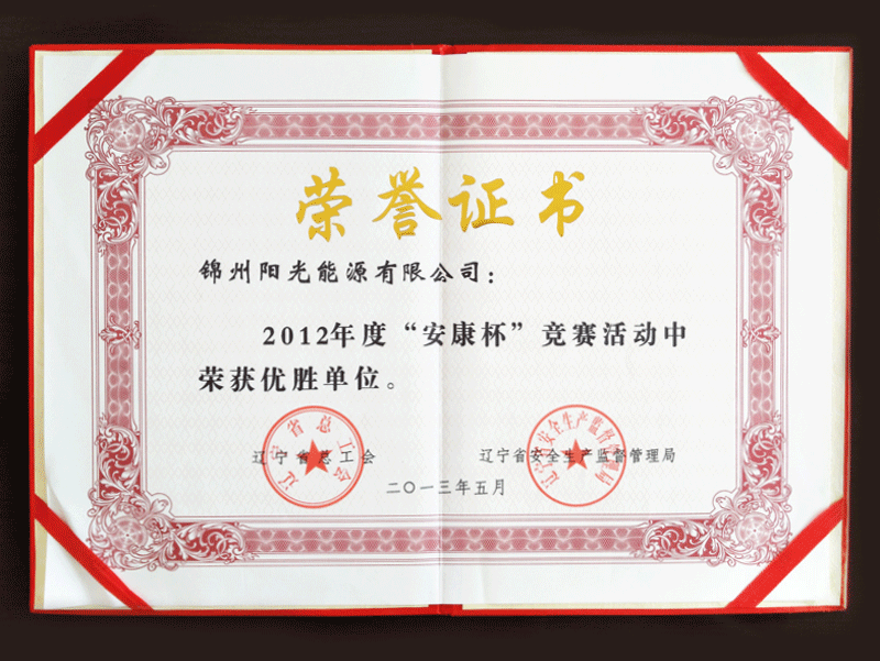 2012年度“安康杯”競(jìng)賽活動(dòng)中榮獲優(yōu)勝單位